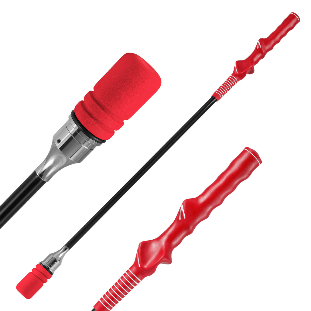 Golf Swing Trainer Click Stick - Red Swing Aid for Speed & Flexibility
