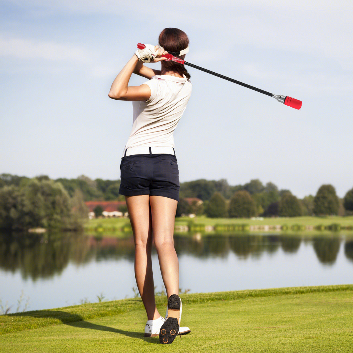 Golf Swing Trainer Click Stick - Red Swing Aid for Speed & Flexibility
