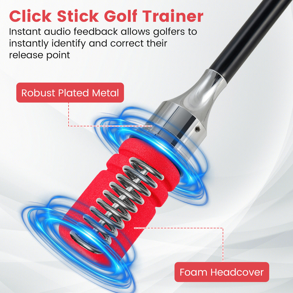 Golf Swing Trainer Click Stick - Red Swing Aid for Speed & Flexibility