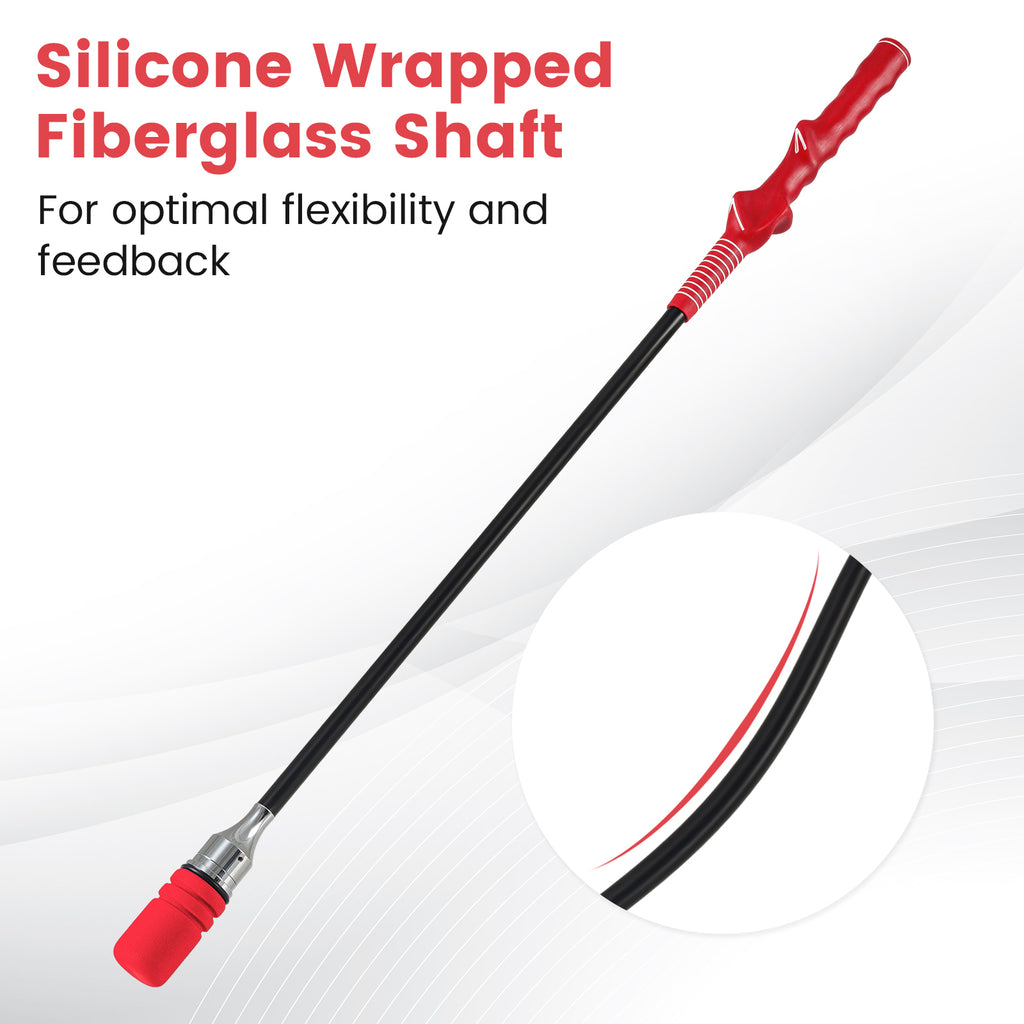 Golf Swing Trainer Click Stick - Red Swing Aid for Speed & Flexibility