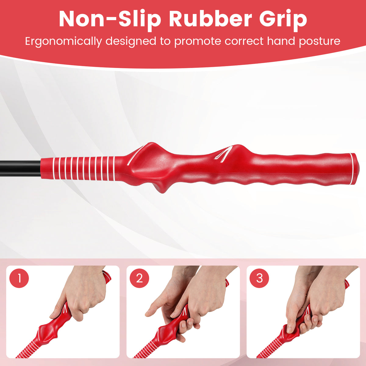 Golf Swing Trainer Click Stick - Red Swing Aid for Speed & Flexibility
