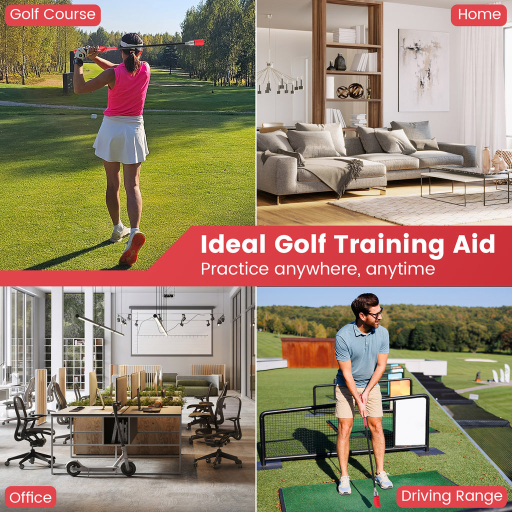 Golf Swing Trainer Click Stick - Red Swing Aid for Speed & Flexibility