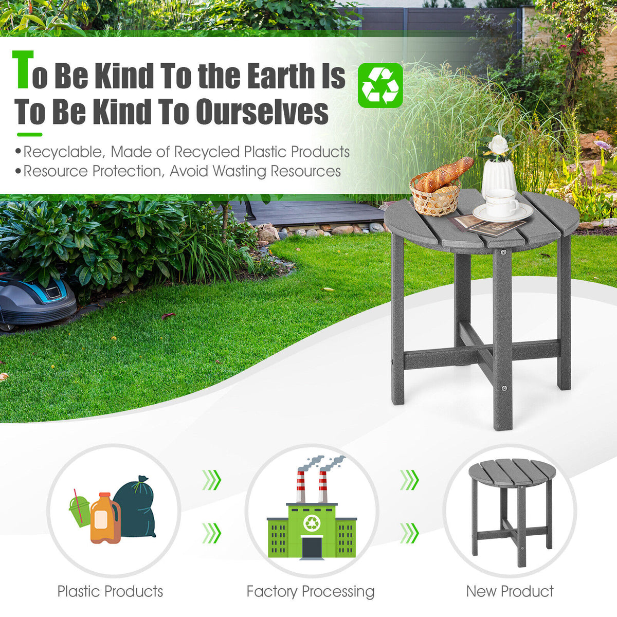 18 Inch Round Weather-Resistant Adirondack Side Table