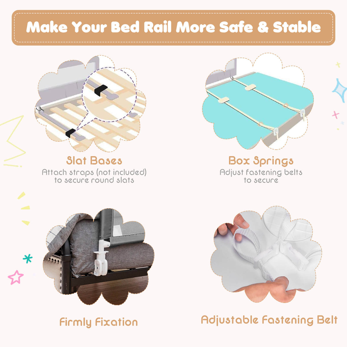 59 Inch Folding Baby Bed Rail Guard with Safety Strap - Gray, Breathable Mesh