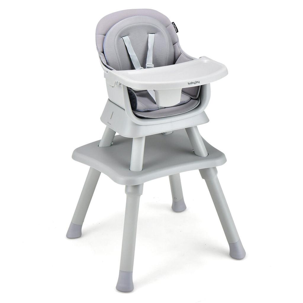Yellow 8-in-1 Convertible Baby High Chair with Removable Tray & Adjustable Height
