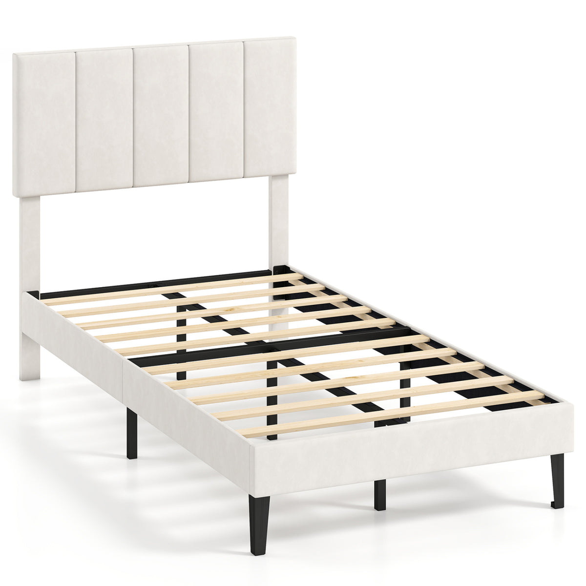 Twin Size Velvet Upholstered Platform Bed Frame