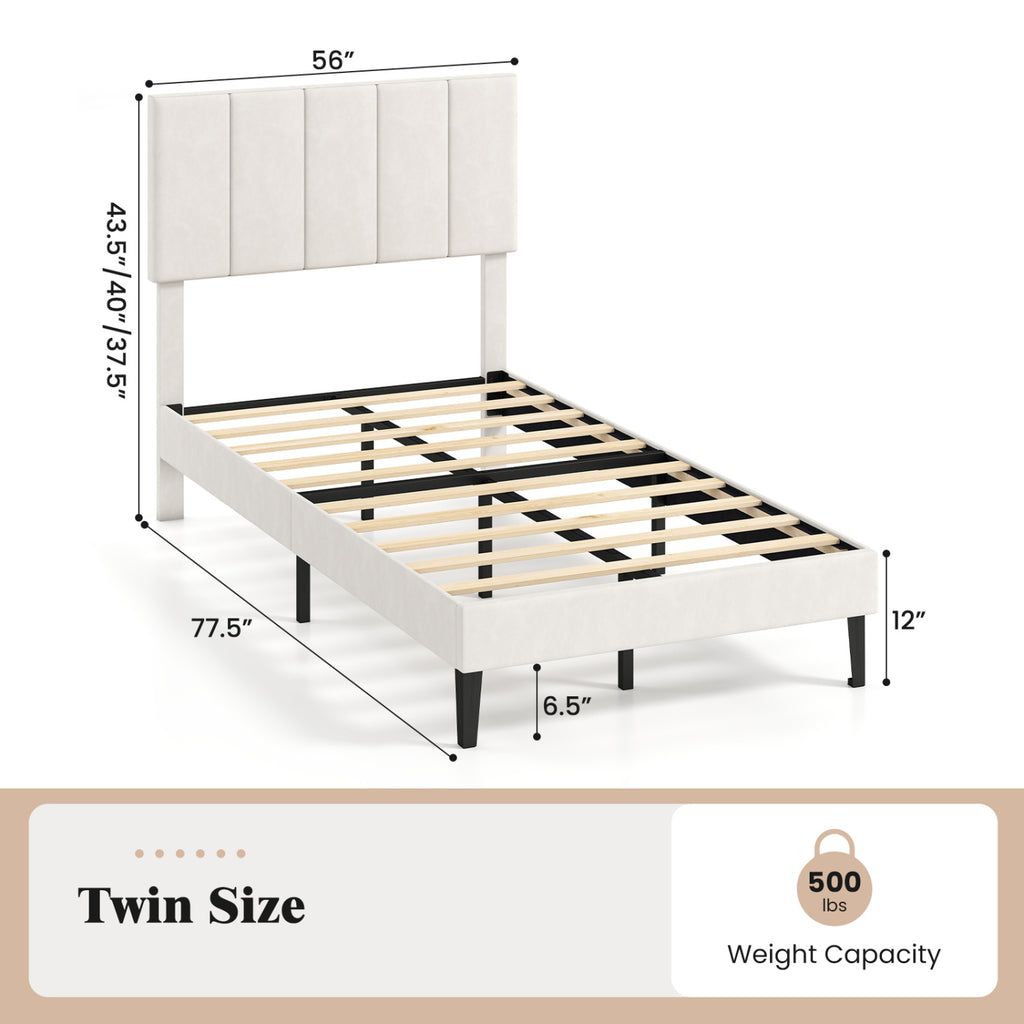 Twin Size Velvet Upholstered Platform Bed Frame