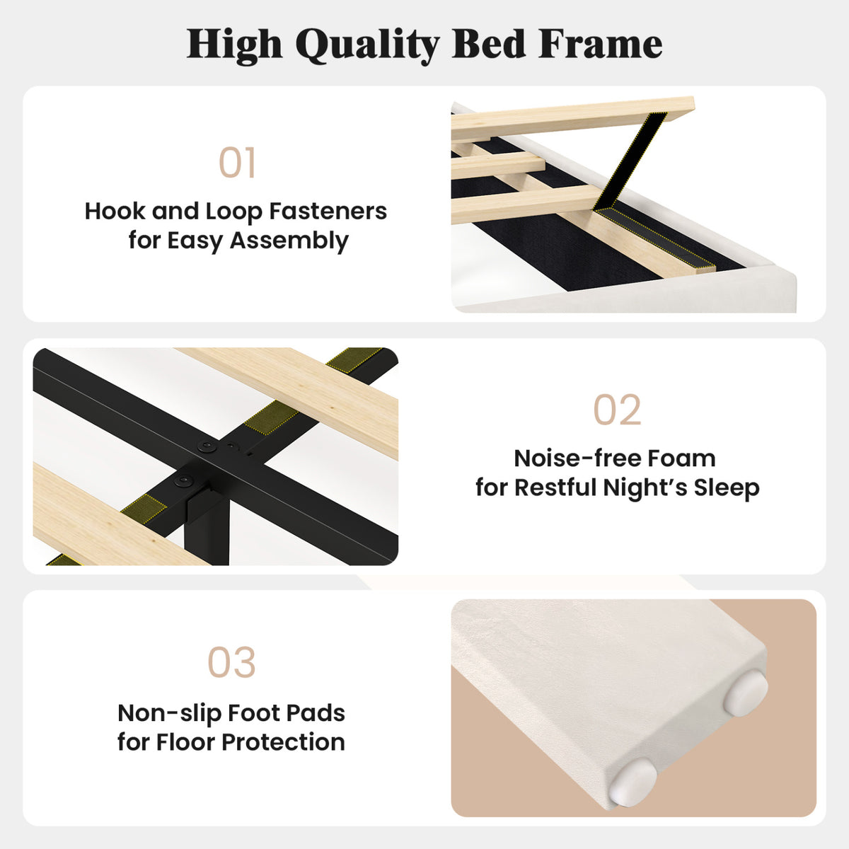 Twin Size Velvet Upholstered Platform Bed Frame