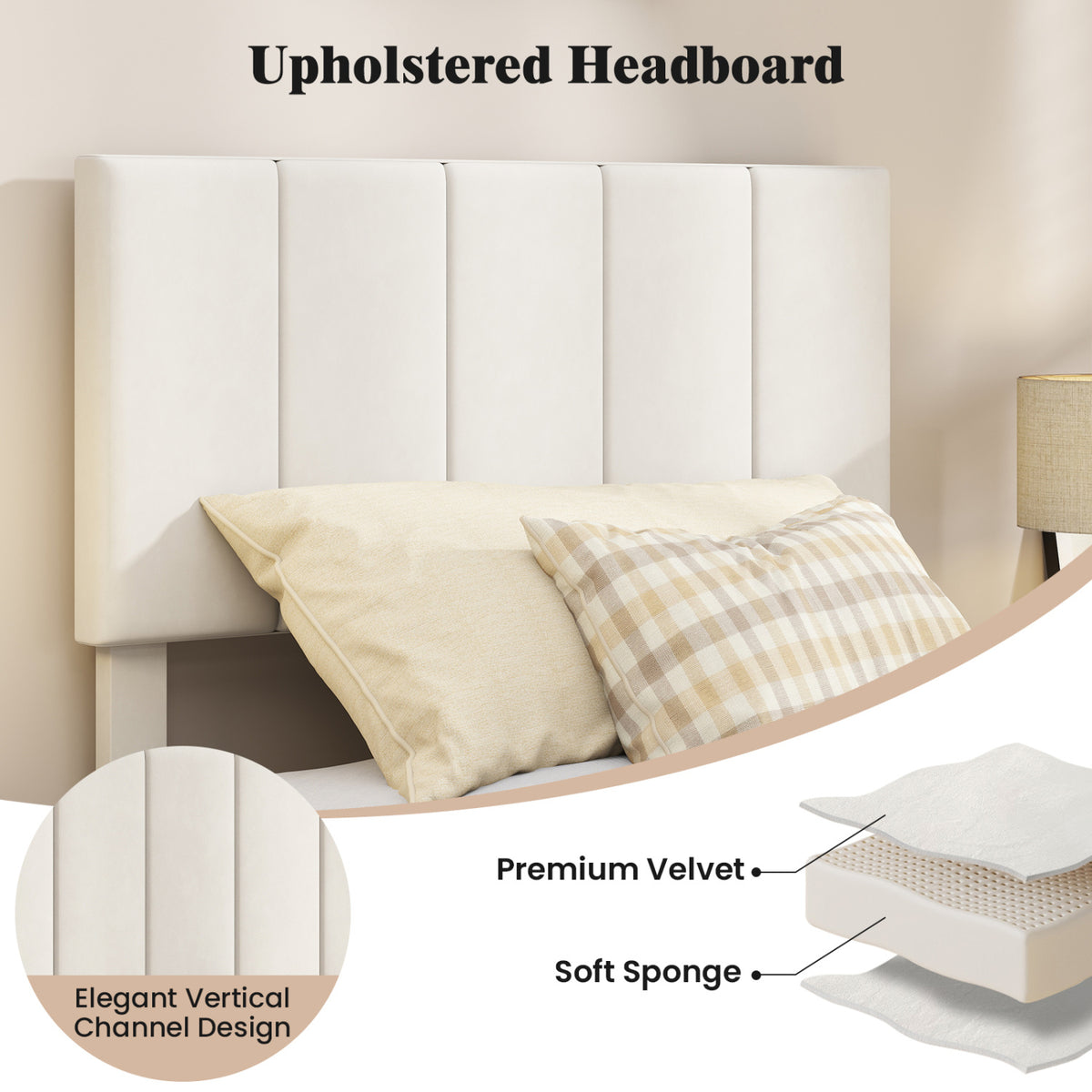 Twin Size Velvet Upholstered Platform Bed Frame