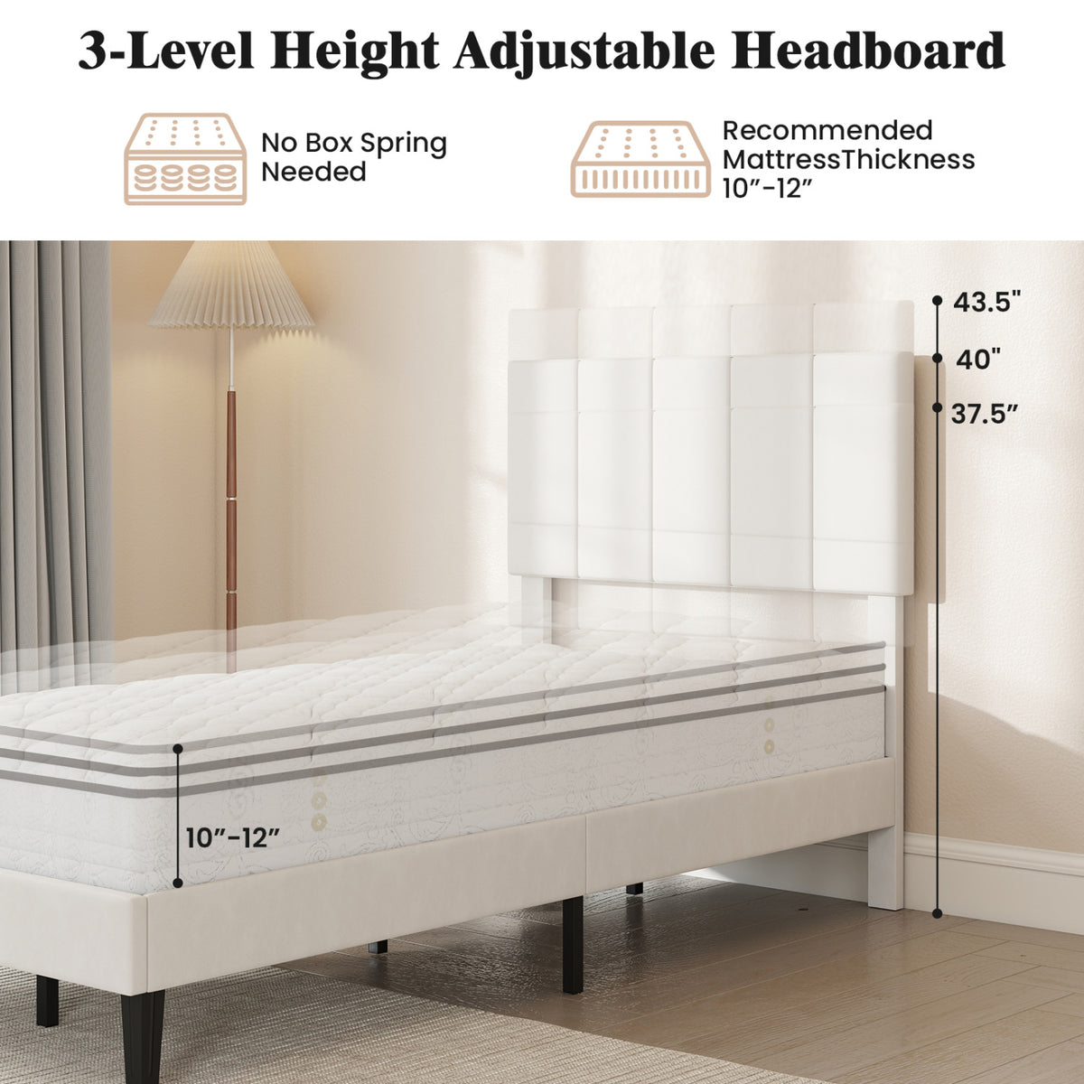 Twin Size Velvet Upholstered Platform Bed Frame
