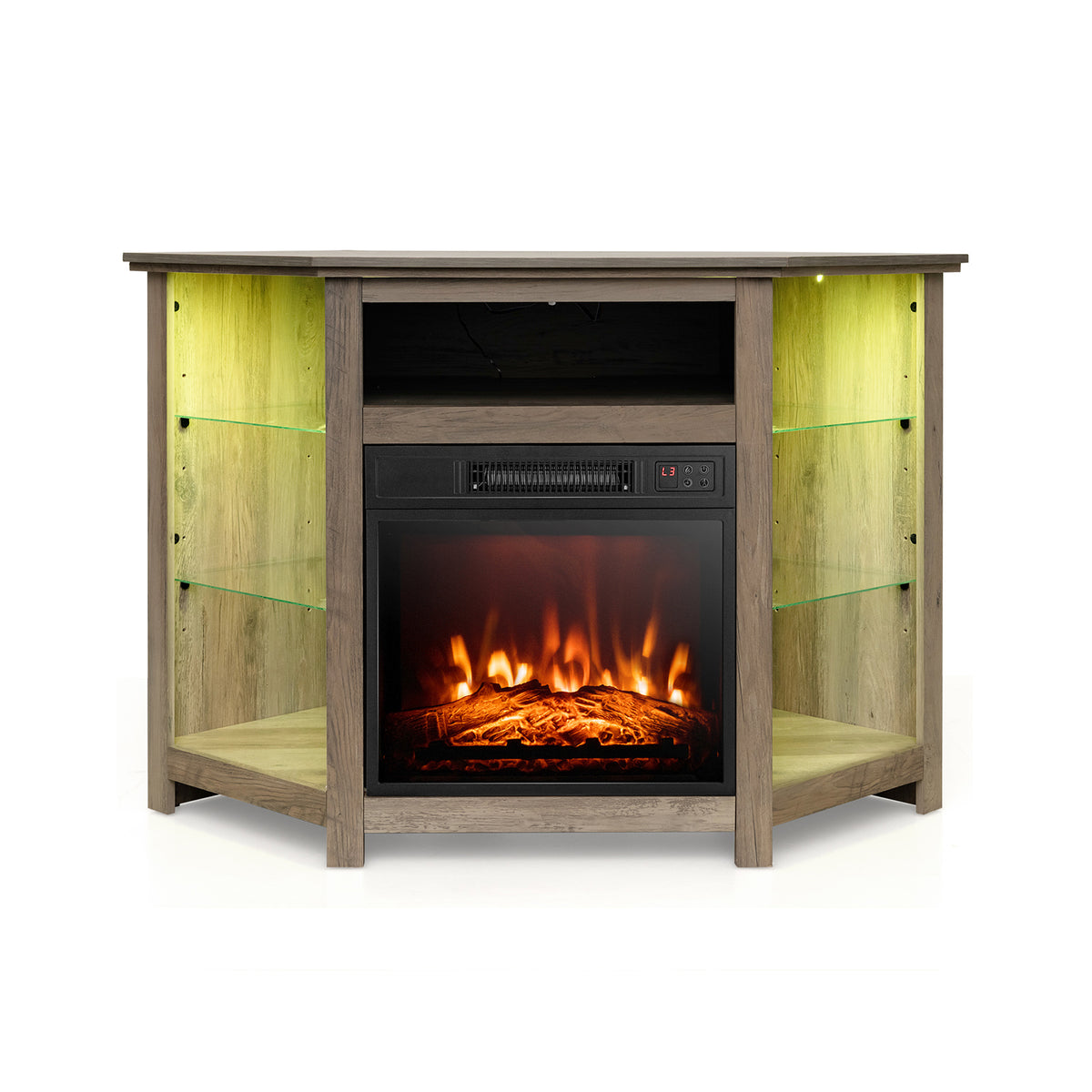 Fireplace TV Stand for 65-Inch TV with Side Cabinets - Black