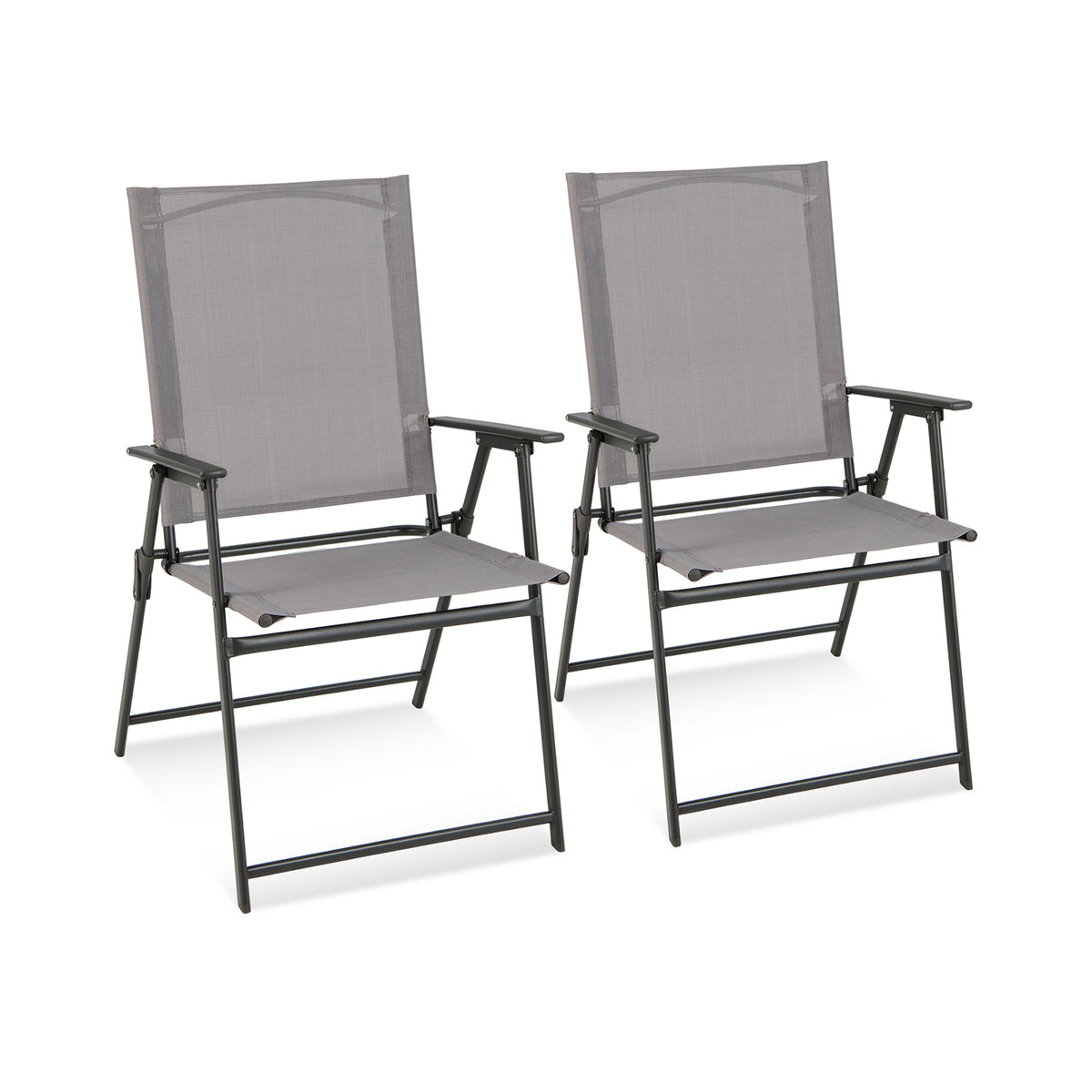 2 Pieces Patio Folding Chairs with Armrests for Deck Garden Yard