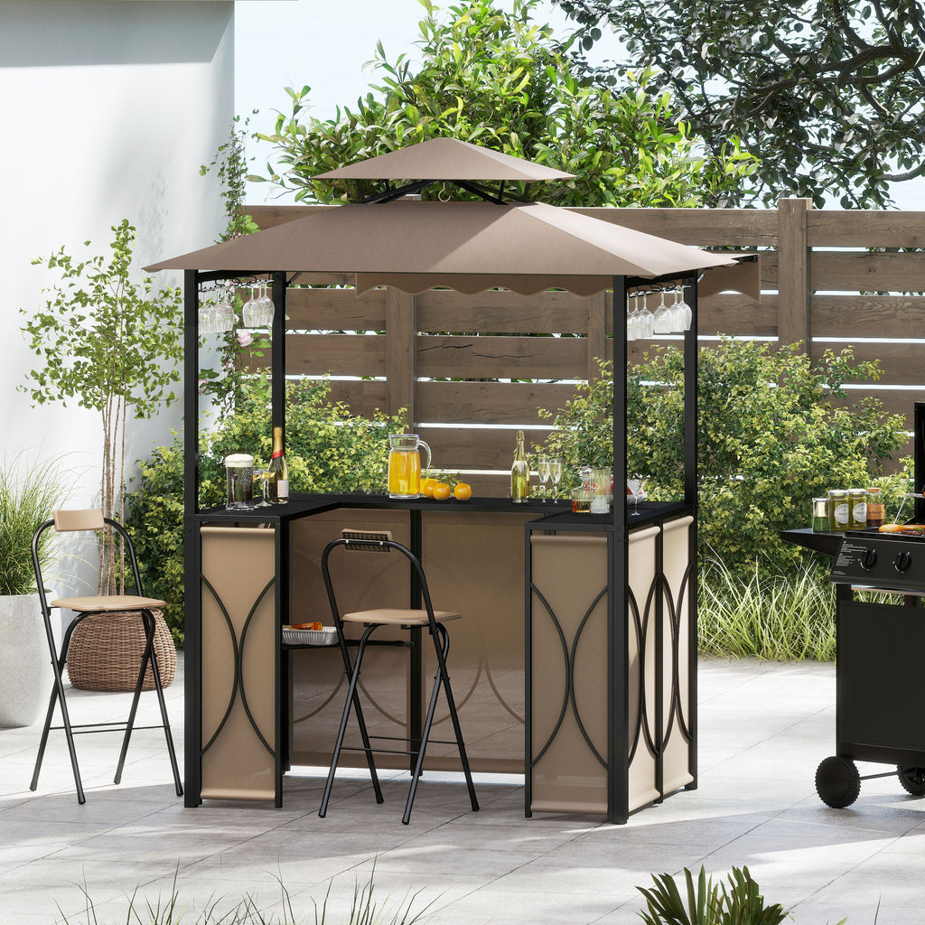 Grill Gazebo with Awning 3-Piece Outdoor BBQ Canopy Double-Tier Soft