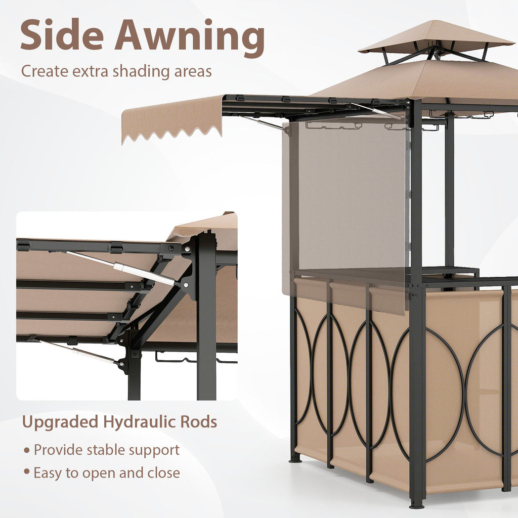 Grill Gazebo with Awning 3-Piece Outdoor BBQ Canopy Double-Tier Soft