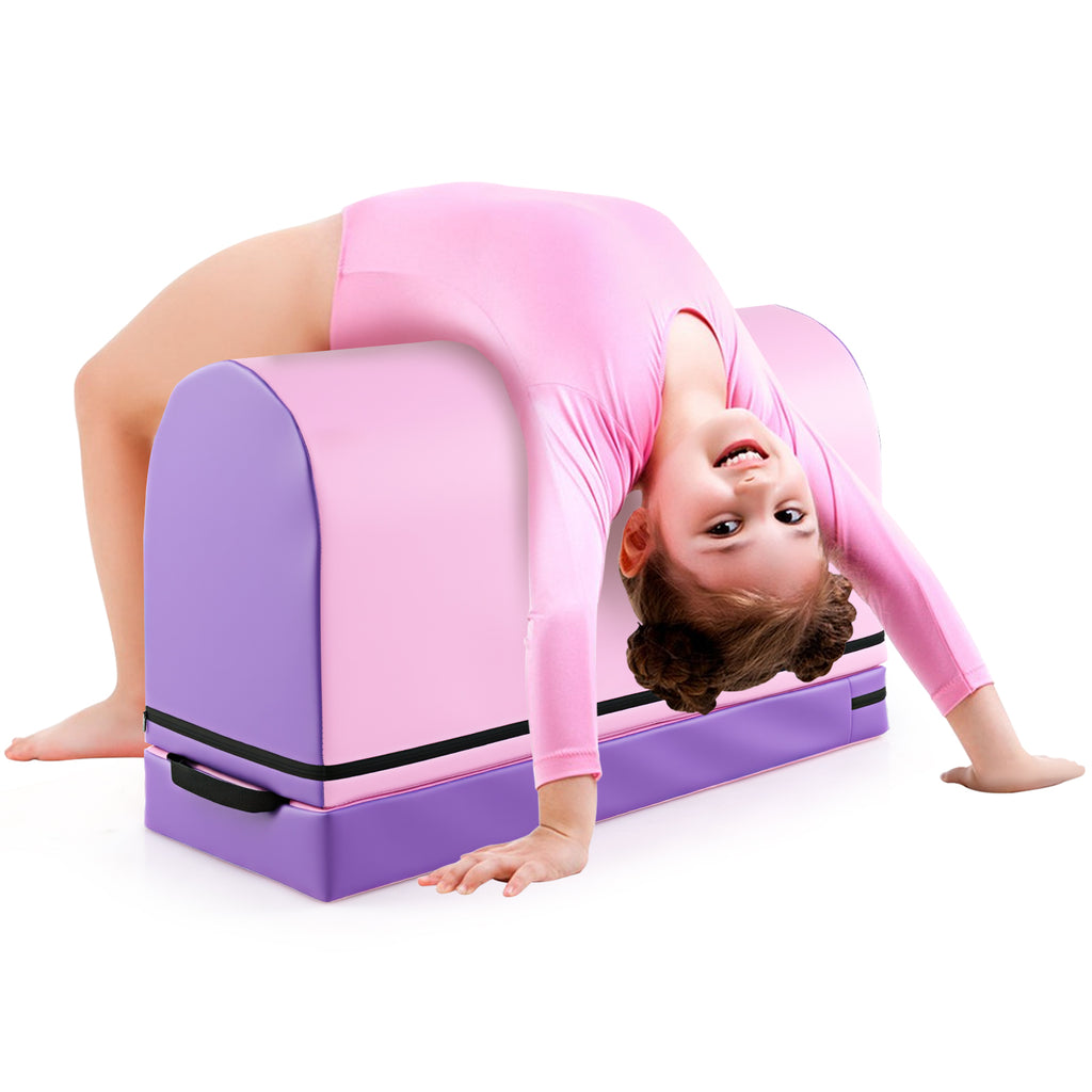 Kids Gymnastics Vaulting Box with Detachable Mat & Handle - Purple
