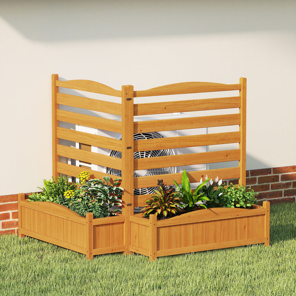 2-Panel Freestanding Outdoor Wood Privacy Screen