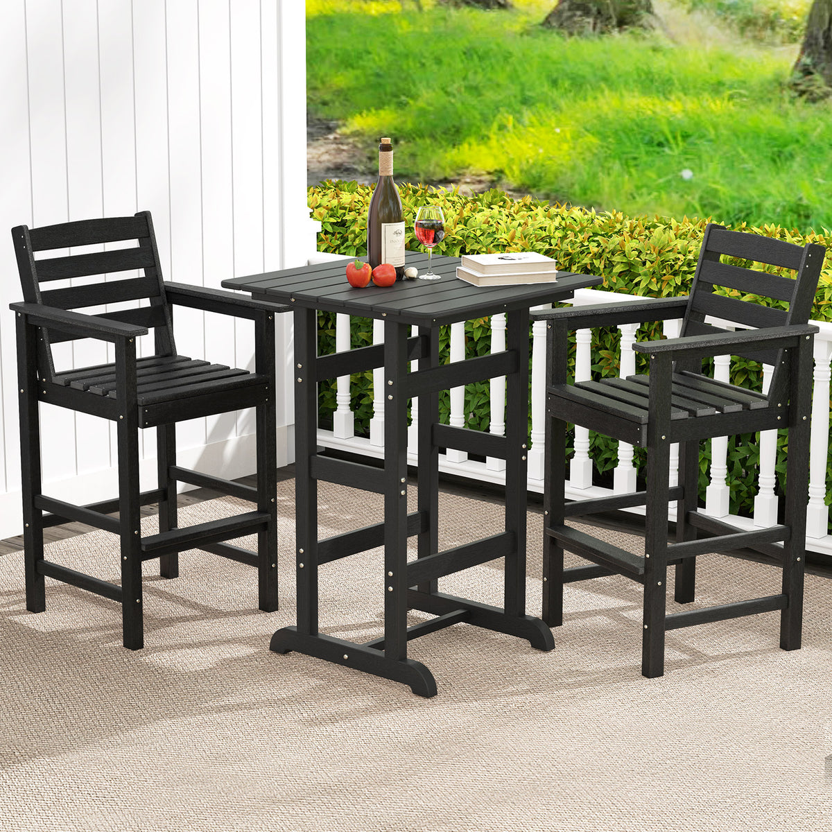 HDPE Adirondack Bar Chairs Set of 2, Brown
