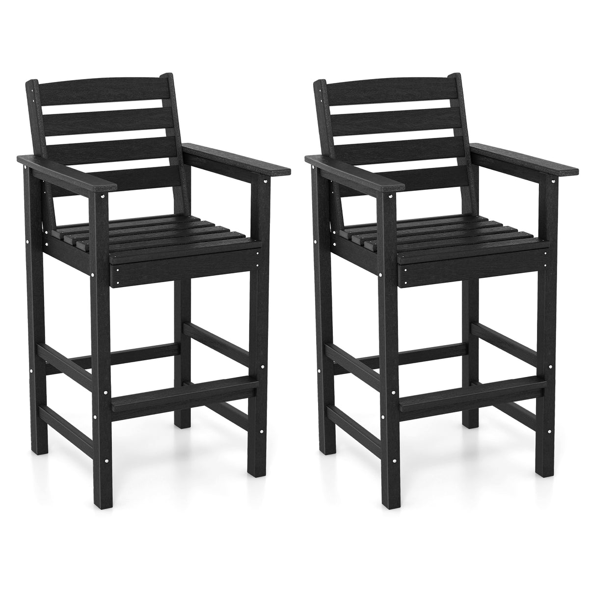 Patio HDPE Adirondack Bar Chairs Set of 2, Black