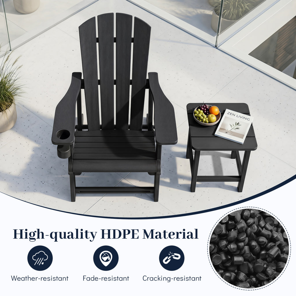 HDPE Adirondack Chairs with Realistic Wood Grain for Backyard Lawn
