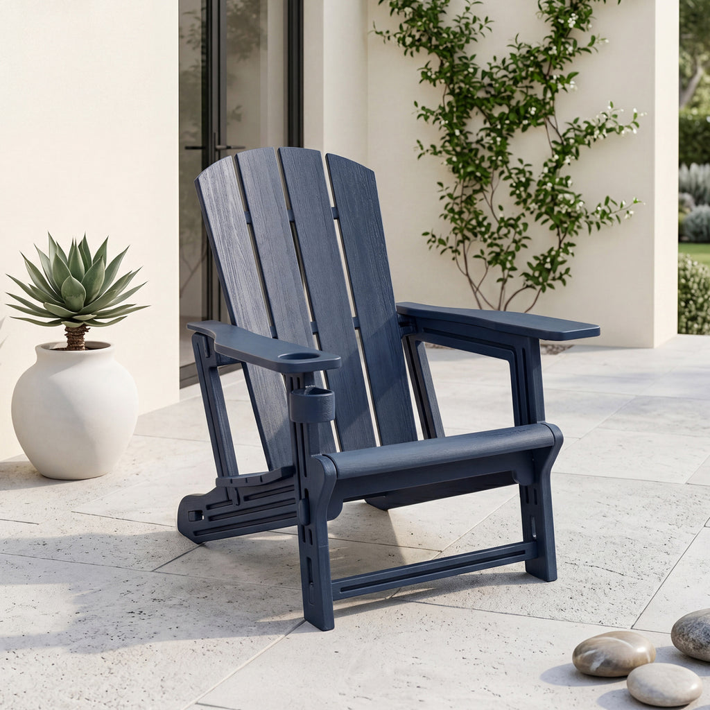 HDPE Adirondack Chairs with Realistic Wood Grain for Backyard Lawn