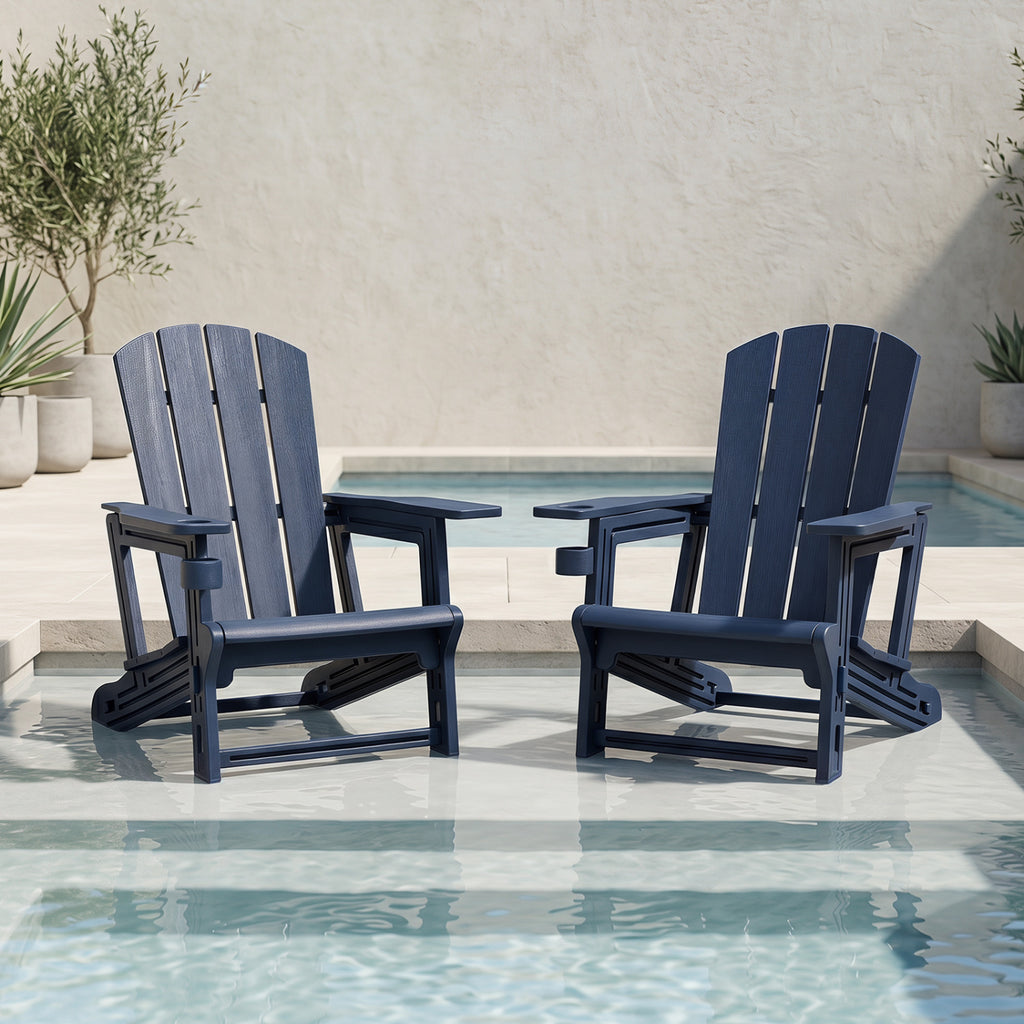 HDPE Adirondack Chairs with Realistic Wood Grain for Backyard Lawn