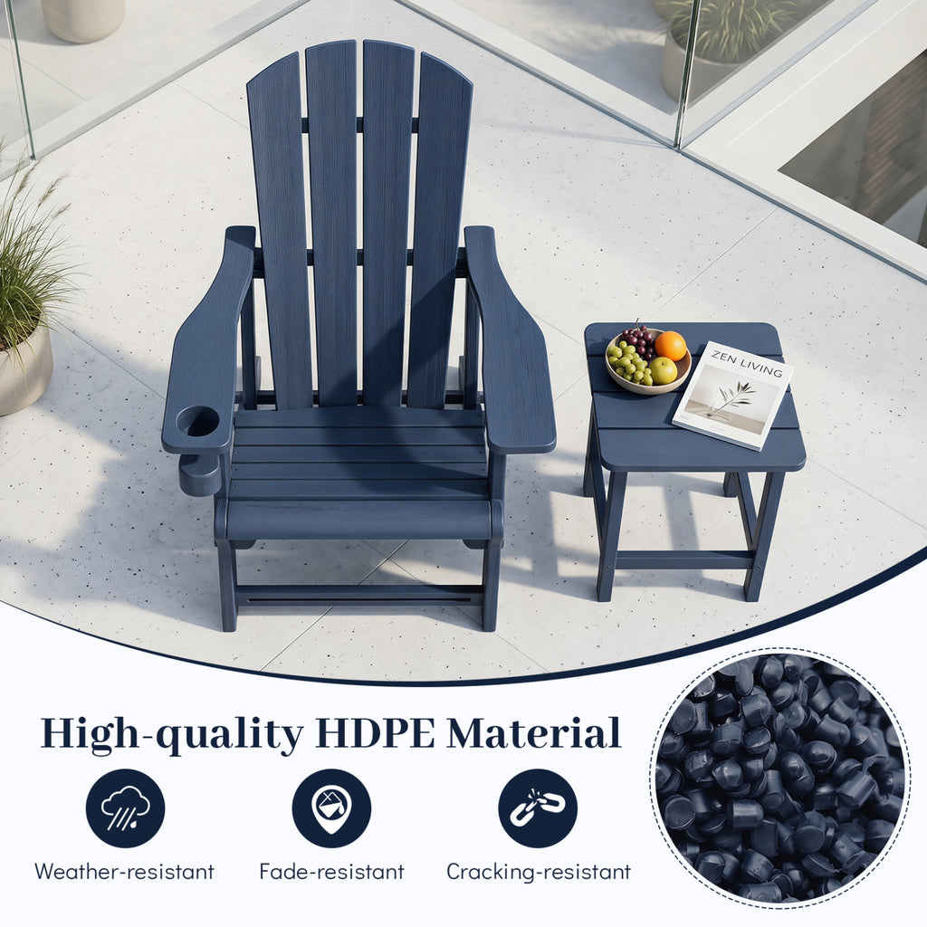 HDPE Adirondack Chairs with Realistic Wood Grain for Backyard Lawn