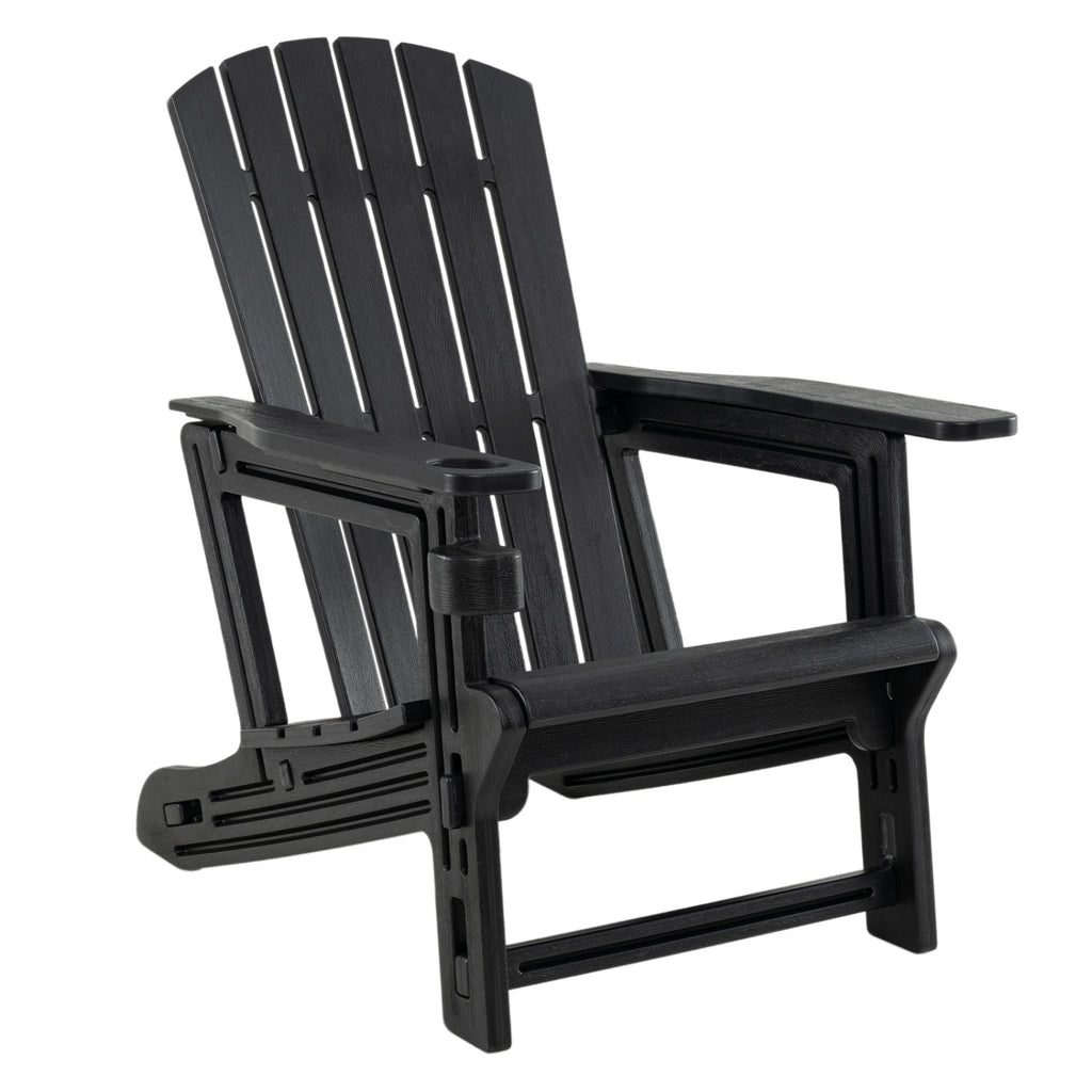 HDPE Adirondack Chair with Cup Holder and Wood-Like Texture High Back