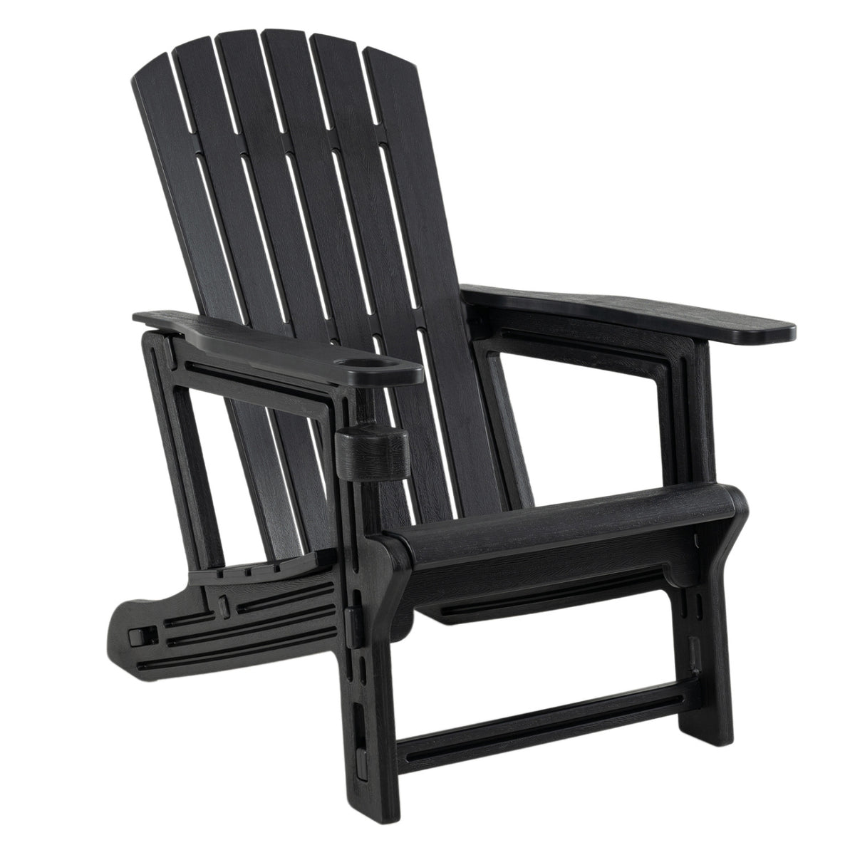 HDPE Adirondack Chair with Cup Holder and Wood-Like Texture High Back