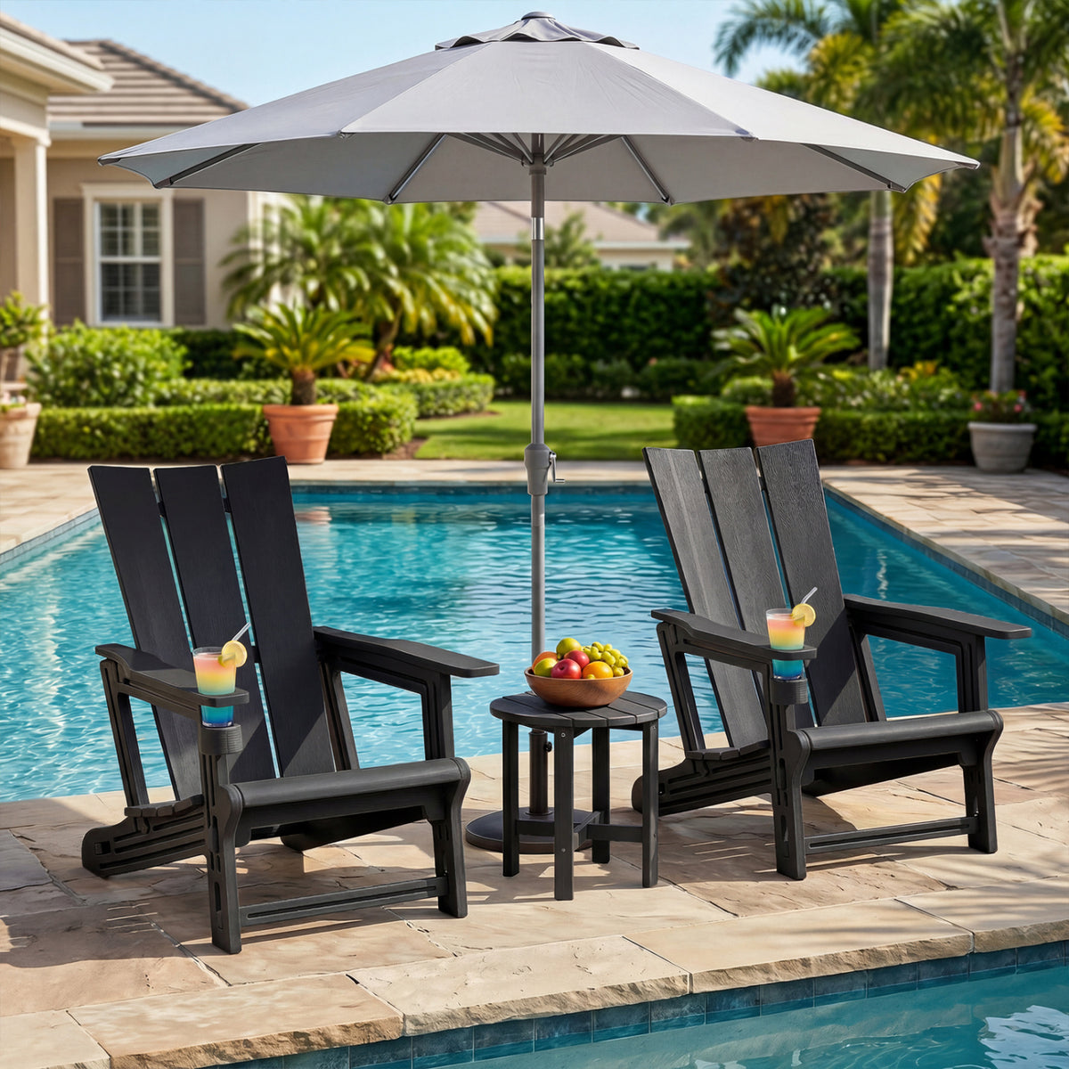 HDPE Outdoor Adirondack Chairs with Cup Holder