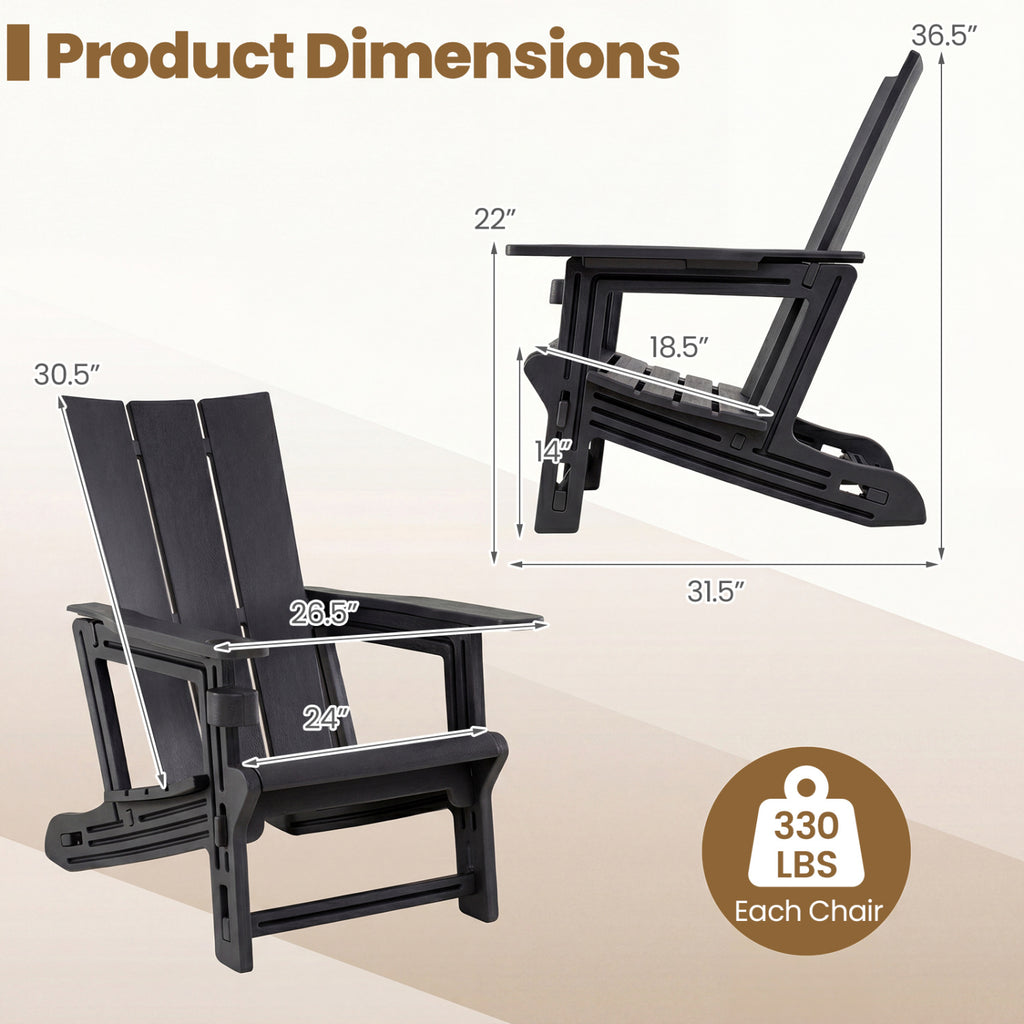 HDPE Outdoor Adirondack Chairs with Cup Holder