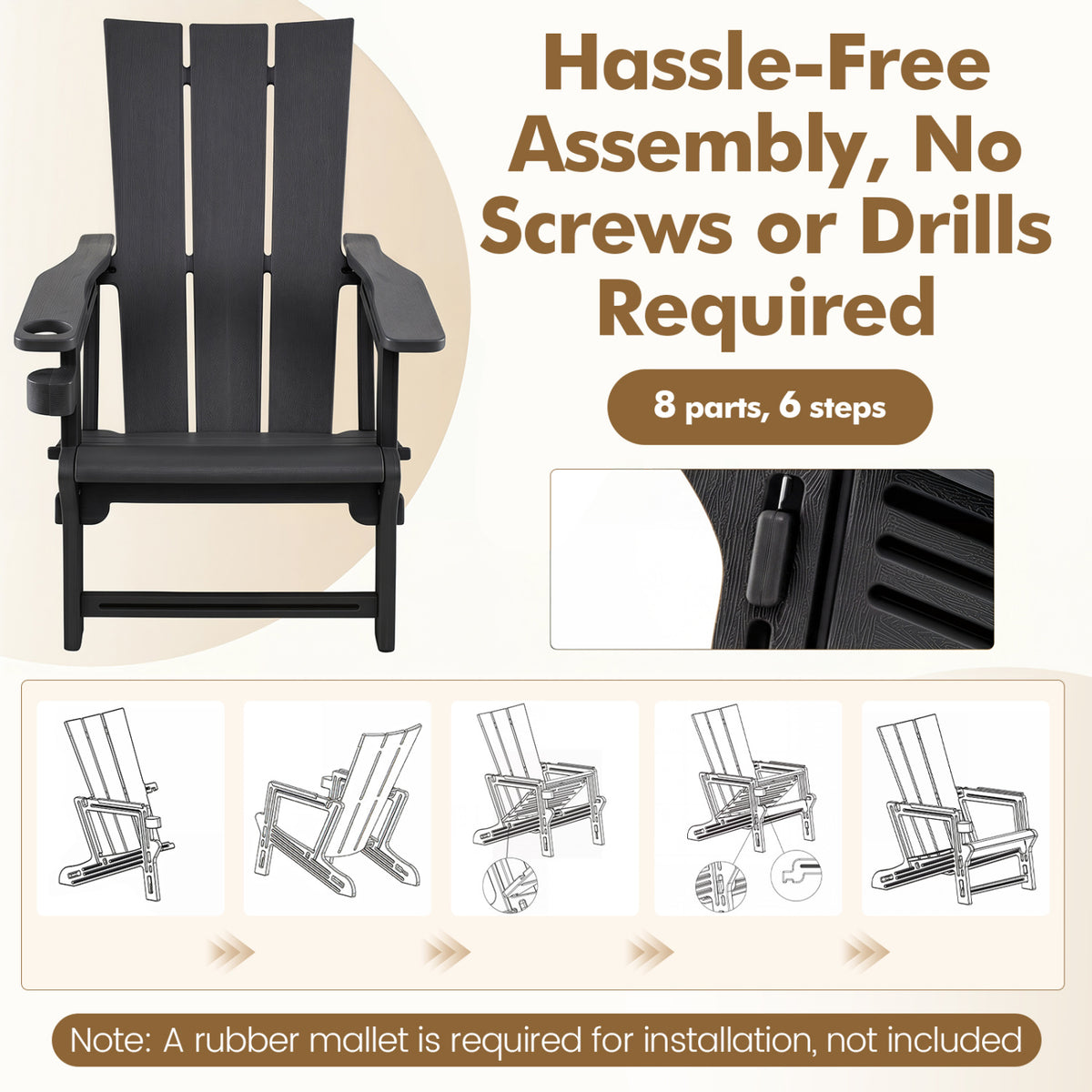 HDPE Outdoor Adirondack Chairs with Cup Holder