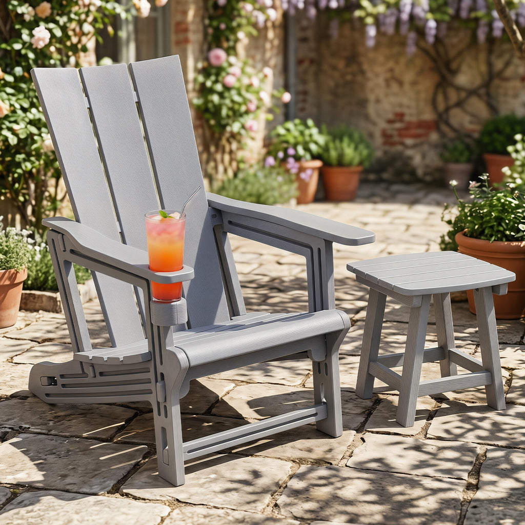 HDPE Outdoor Adirondack Chairs with Cup Holder