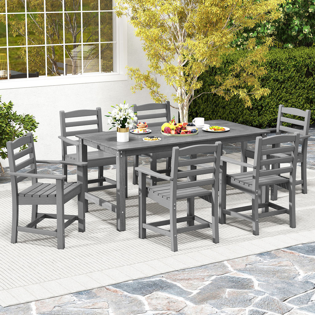 HDPE Outdoor Dining Table for 6 Person with Wood-Like Tabletop and