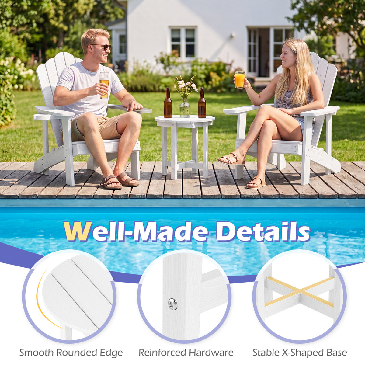 HIPS Adirondack Side Table with Weather-Resistant and Waterproof Top