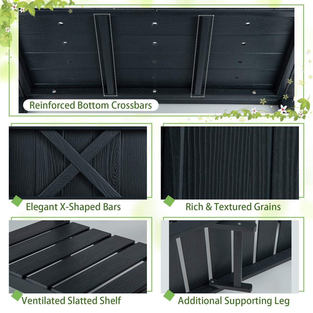 HIPS Raised Garden Bed Planter Box - 34 x 18 x 29 Inch, Black