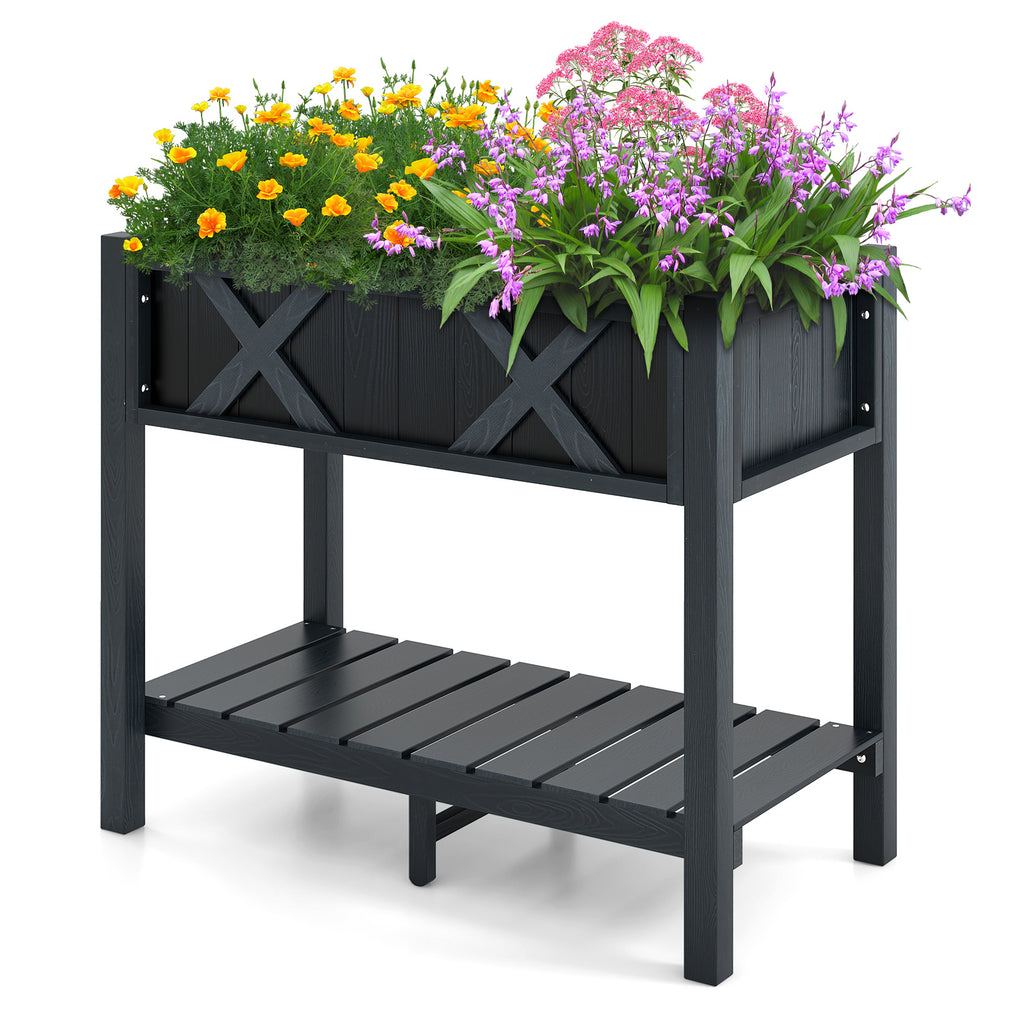 HIPS Raised Garden Bed Planter Box - 34 x 18 x 29 Inch, Black