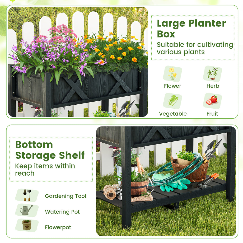 HIPS Raised Garden Bed Planter Box - 34 x 18 x 29 Inch, Black