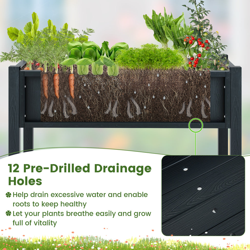 HIPS Raised Garden Bed Planter Box - 34 x 18 x 29 Inch, Black
