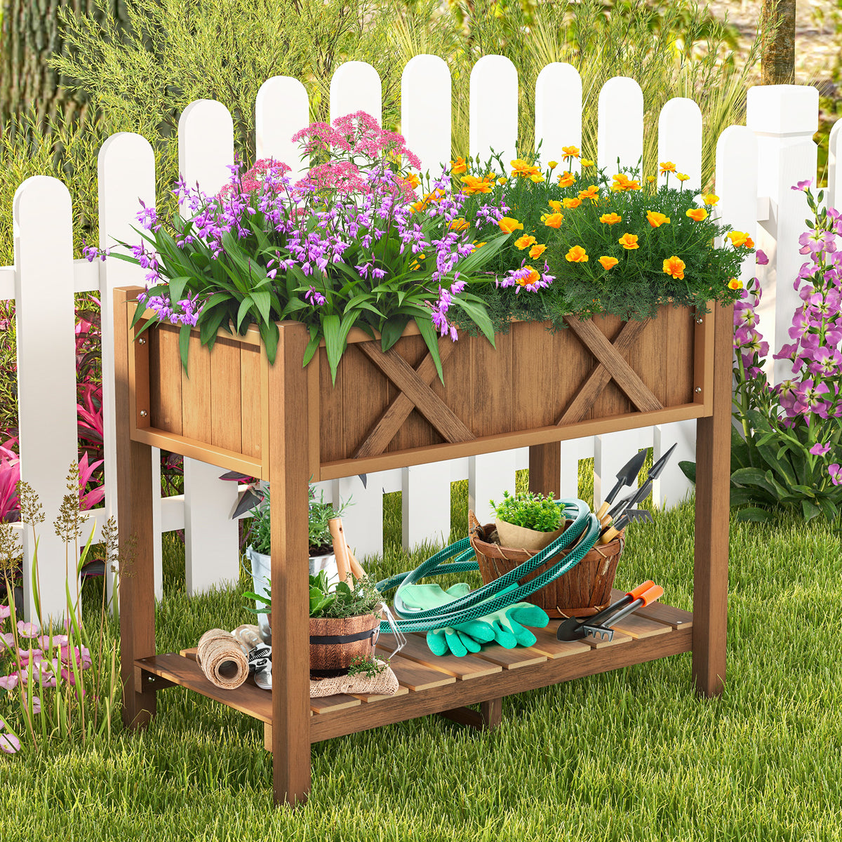 HIPS Raised Garden Bed Planter Box - 34 x 18 x 29 Inch, Black
