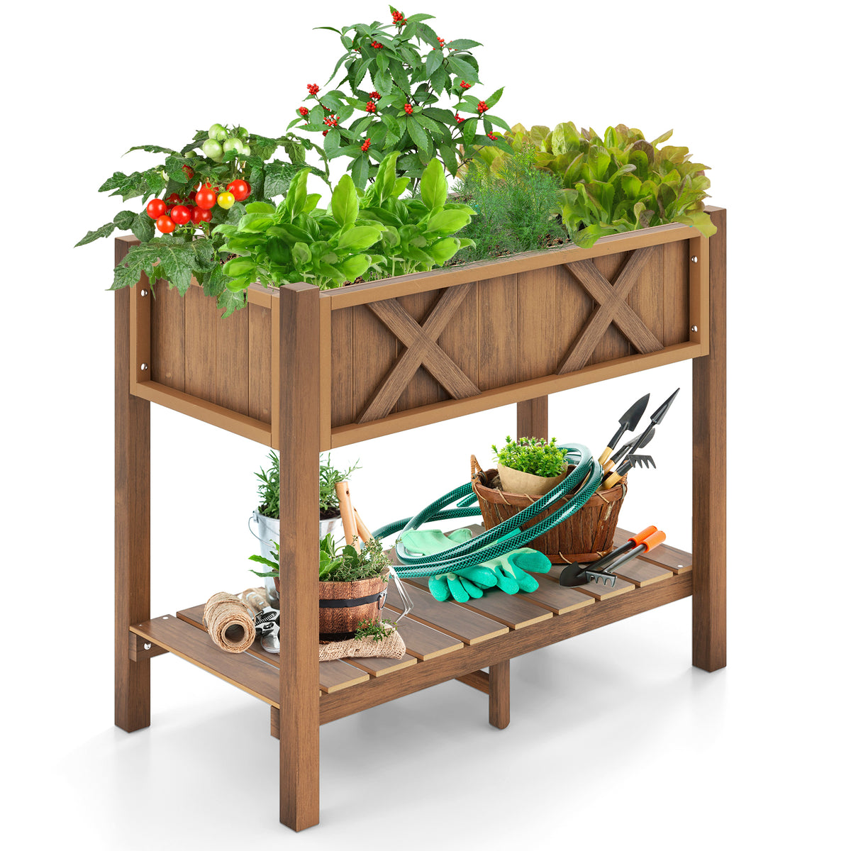 HIPS Raised Garden Bed Planter Box - 34 x 18 x 29 Inch, Black