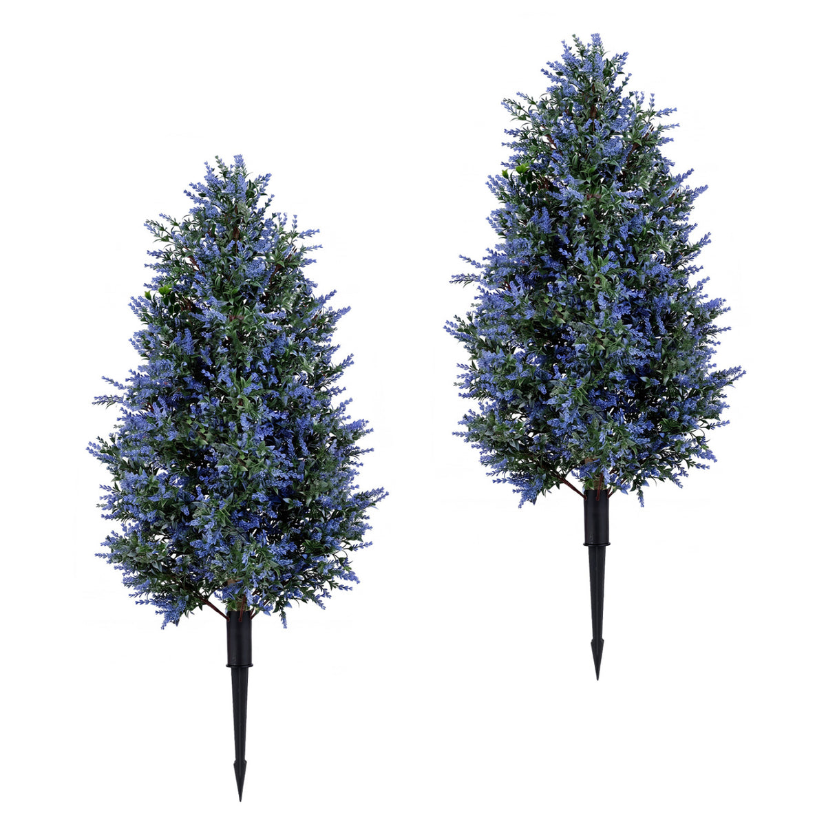 Artificial Lavender Topiary Trees - 2 Pack 3.3 ft Indoor Outdoor with Ground Spikes