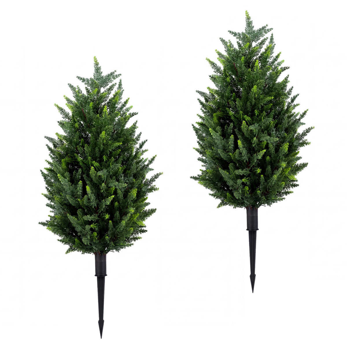 Artificial Cypress Topiary Trees with Ground Spikes - Indoor Outdoor Decor, 3 ft, 2 Pack