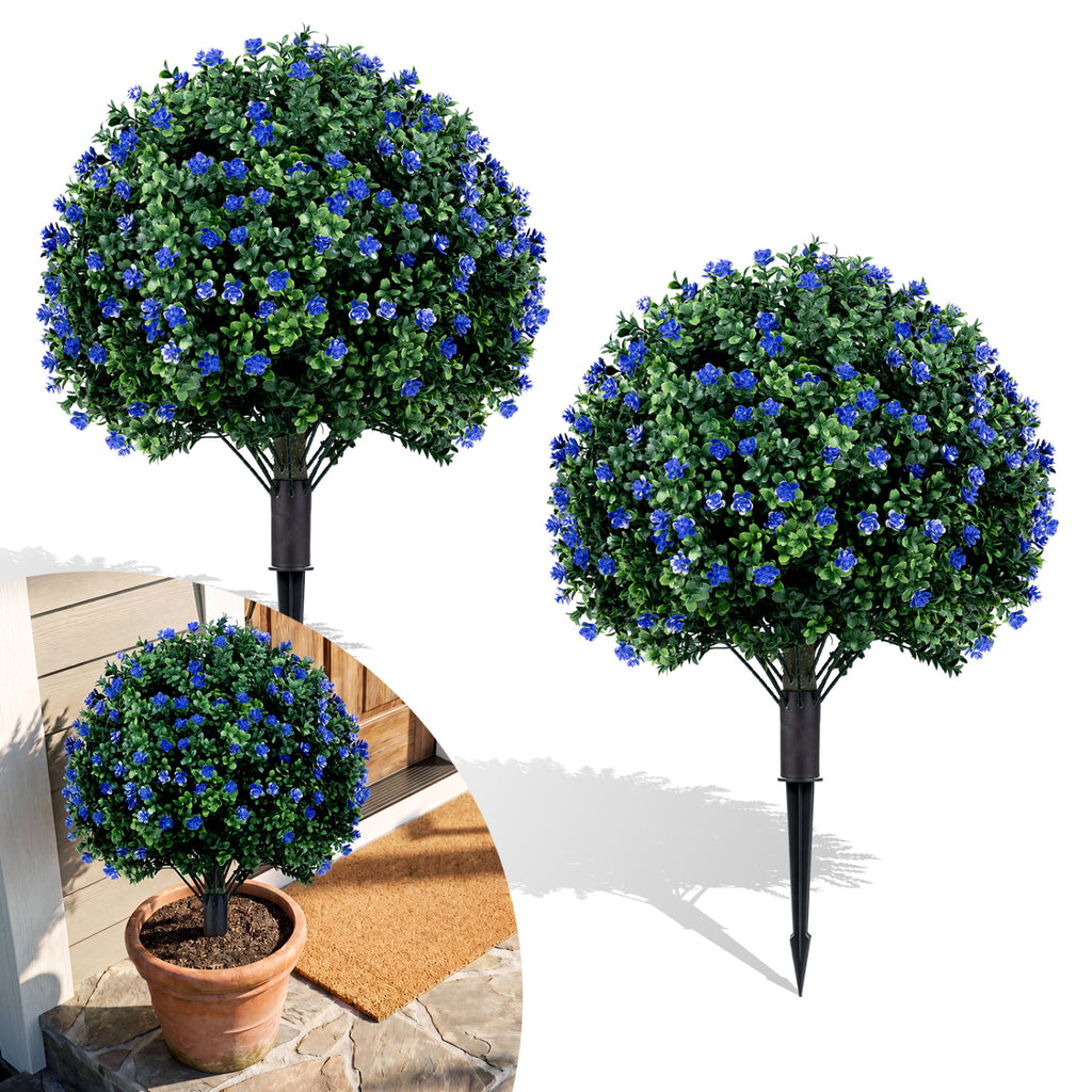 Artificial Camellia Boxwood Topiary Ball Trees - 27.5 Inch Faux Outdoor Plants - Variation of THIS listing