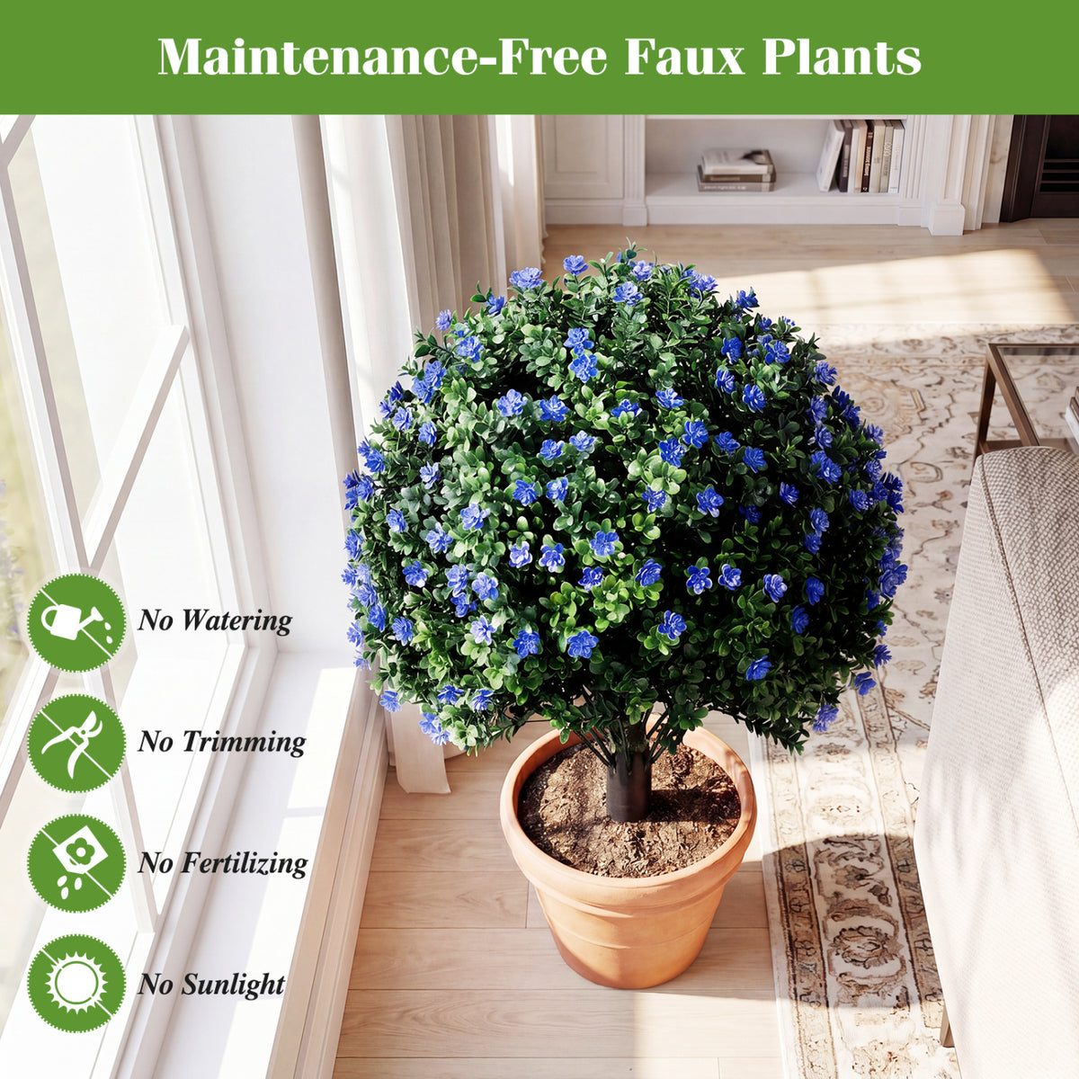 Artificial Camellia Boxwood Topiary Ball Trees - 27.5 Inch Faux Outdoor Plants - Variation of THIS listing