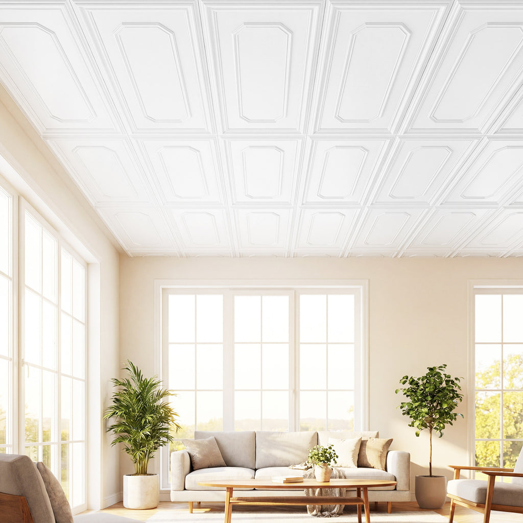 Decorative PVC Ceiling Tiles Set of 1 - 3D Design, Paintable, Easy Install