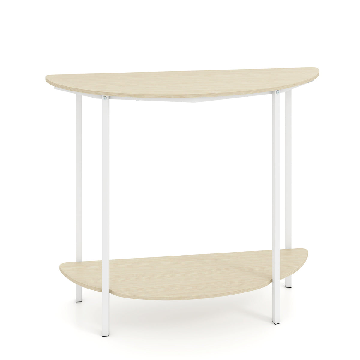 Half Moon Console Table 40 inch 2-Tier Oak Entryway