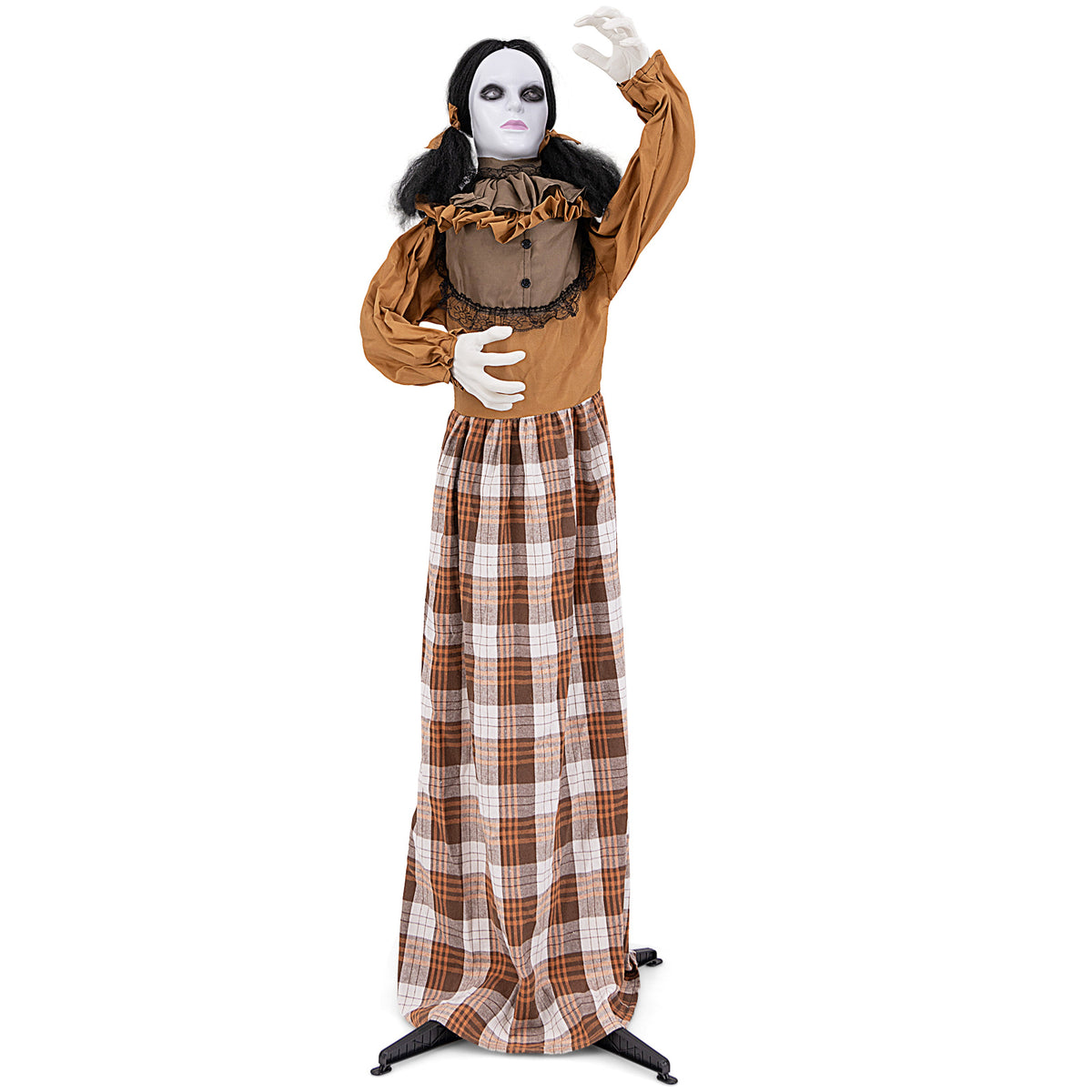 Haunted Woman Animatronic Halloween Prop with Pop-Up Head & Control Button - Haunted Woman Variation