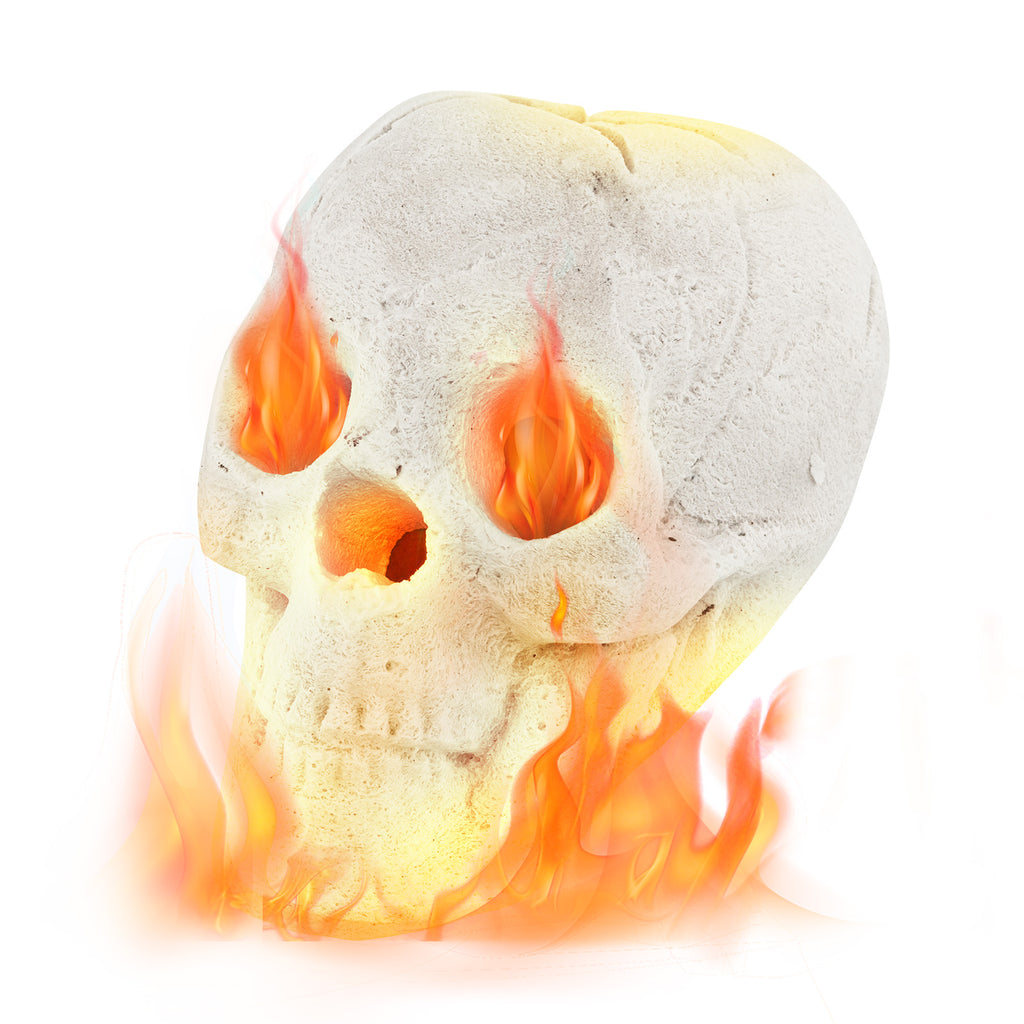 Halloween Fire Pit Skull - Beige, Realistic Ceramic Haunted Decoration
