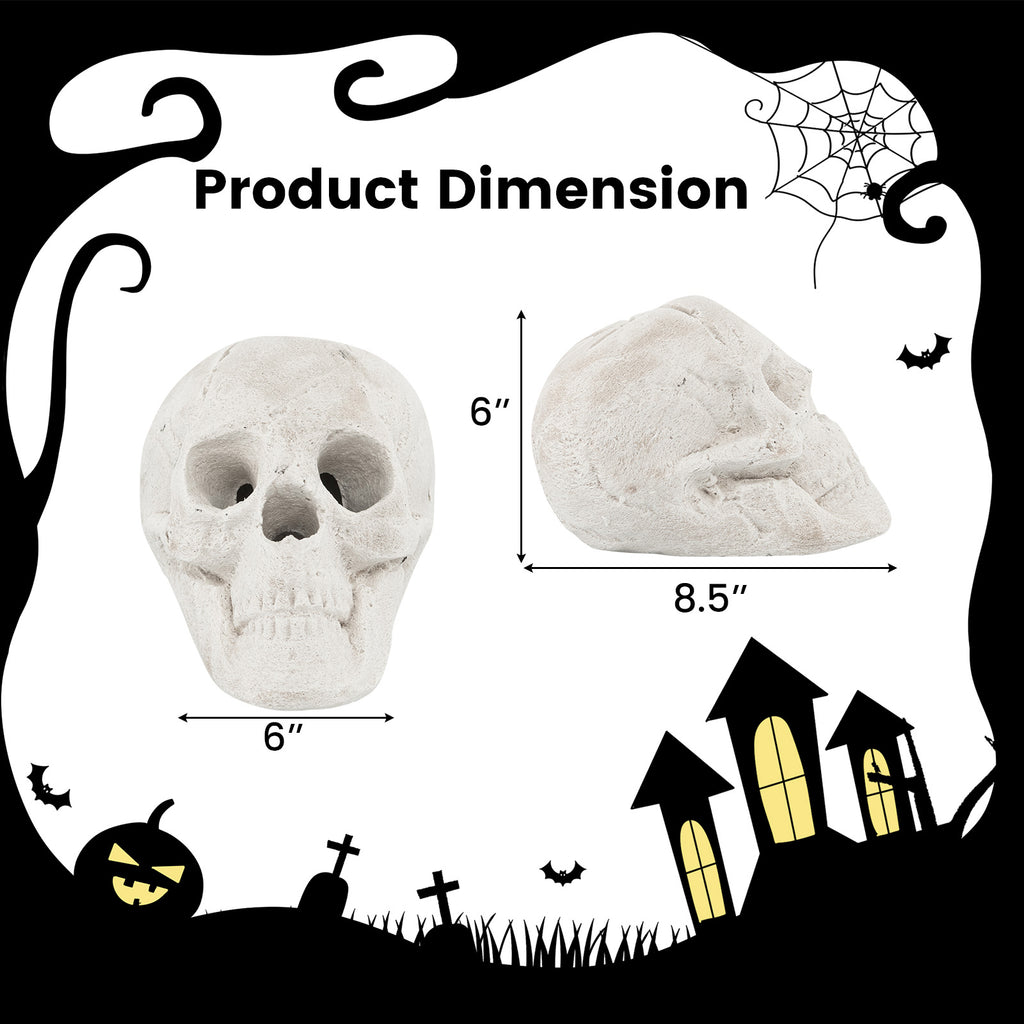 Halloween Fire Pit Skull - Beige, Realistic Ceramic Haunted Decoration