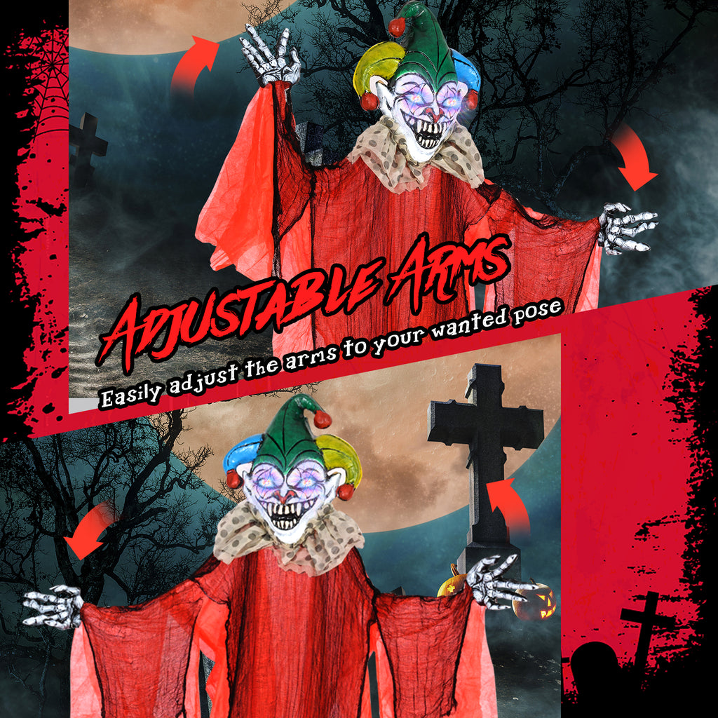 Halloween Hanging Clown with Wings and Lighted Colorful Eyes - 13.1ft Large Decor, Adjustable Arms, Spooky Effect - Variation: Clown